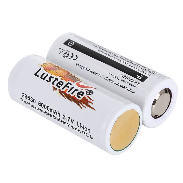 LusteFire 2 PCS 8000mAh 3.7V 26650 Lithium Rechargeable Battery with PCB - Li-ion Batteries by PMC TechLife | Online Shopping South Africa | PMC TechLife | Buy Now Pay Later Mobicred