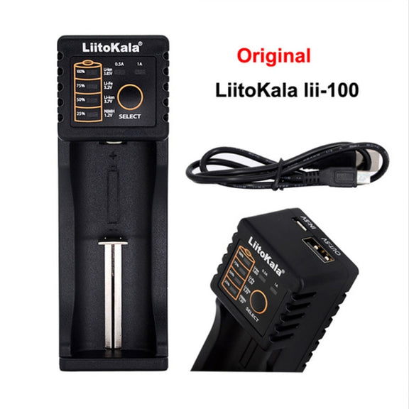 LiitoKala Lii-100 Battery Charger for Li-ion IMR 18650, 18490, 18350, 17670, 17500, 16340 (RCR123), 14500, 10440