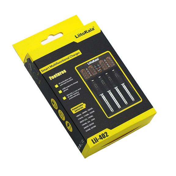 LiitoKala lii-402 4 In 1 Lithium Battery Charger for Li-ion IMR 18650, 18490, 18350, 17670, 17500, 16340(RCR123), 14500, 10440