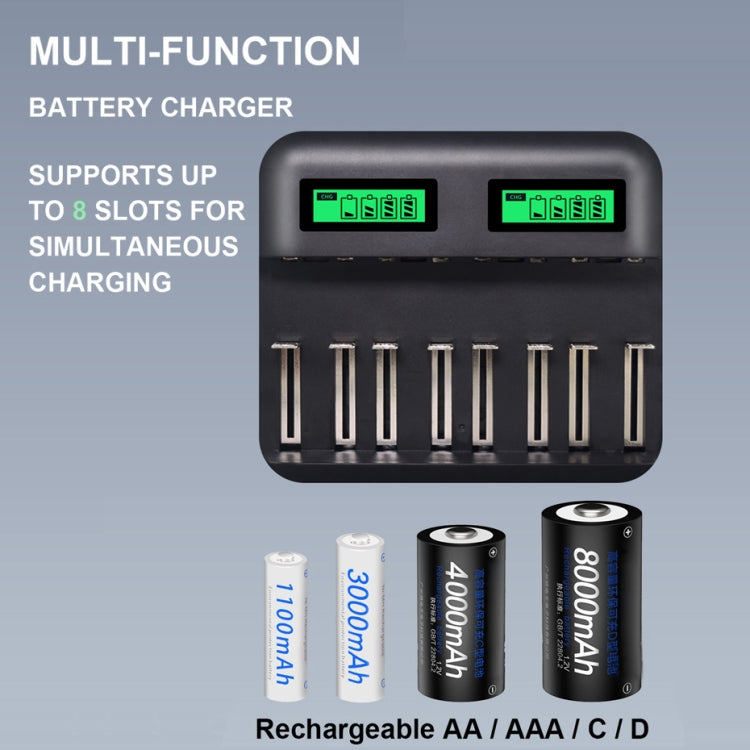 5V 2A USB 8 Slot Battery Charger for AA & AAA & C / D Battery, with LCD Display - Charger & Converter by PMC TechLife | Online Shopping South Africa | PMC TechLife