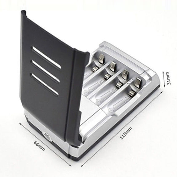 AC 100-240V 4 Slot Battery Charger for AA & AAA Battery, with LCD Display, EU Plug