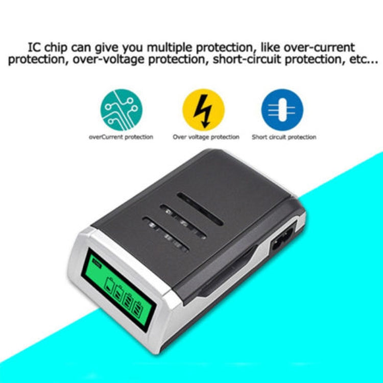 AC 100-240V 4 Slot Battery Charger for AA & AAA Battery, with LCD Display, US Plug