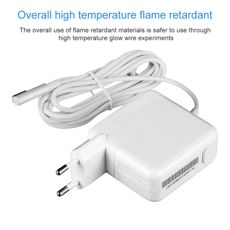 14.5V 3.1A 45W 5 Pin L Style MagSafe 1 Power Charger for Apple Macbook A1244 / A1237 / A1369 / A1370 / A1374 / A1304, Length: 1.7m, EU Plug(White) - Cable & Adapter by PMC Jewellery | Online Shopping South Africa | PMC Jewellery | Buy Now Pay Later Mobicred