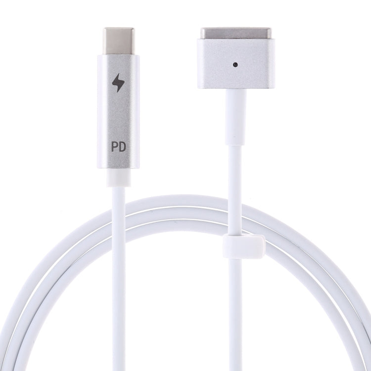 45W / 60W / 65W 5 Pin MagSafe 2 (T-Shaped) to USB-C / Type-C PD Charging Cable(White)