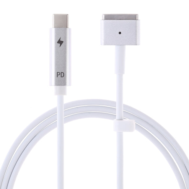 45W / 60W / 65W 5 Pin MagSafe 2 (T-Shaped) to USB-C / Type-C PD Charging Cable(White)