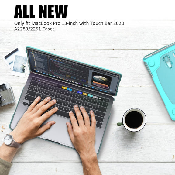 For MacBook Pro 13 inch 2022 & A2289 / A2251 / A2338 2020 PC + TPU Two Colors Laptop Protective Case(Mint Green)