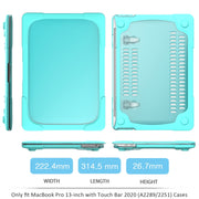 For MacBook Pro 13 inch 2022 & A2289 / A2251 / A2338 2020 PC + TPU Two Colors Laptop Protective Case(Mint Green)