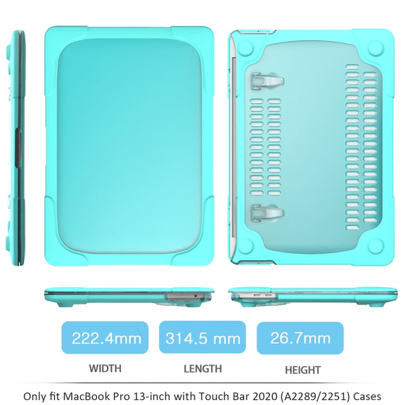 For MacBook Pro 13 inch 2022 & A2289 / A2251 / A2338 2020 PC + TPU Two Colors Laptop Protective Case(Mint Green)