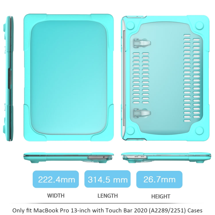 For MacBook Pro 13 inch 2022 & A2289 / A2251 / A2338 2020 PC + TPU Two Colors Laptop Protective Case(Mint Green)