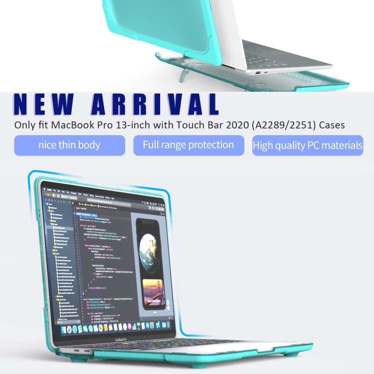 For MacBook Pro 13 inch 2022 & A2289 / A2251 / A2338 2020 PC + TPU Two Colors Laptop Protective Case(Mint Green)