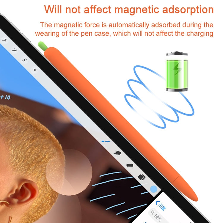 LOVE MEI For Apple Pencil 2 Carrot Shape Stylus Pen Silicone Protective Case Cover(Orange) - Pencil Accessories by LOVE MEI | Online Shopping South Africa | PMC TechLife