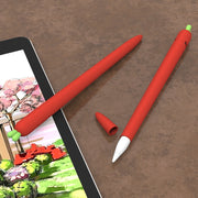 LOVE MEI For Apple Pencil 1 Carrot Shape Stylus Pen Silicone Protective Case Cover (Red)