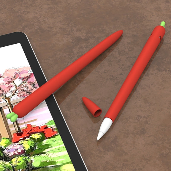 LOVE MEI For Apple Pencil 1 Carrot Shape Stylus Pen Silicone Protective Case Cover (Red)