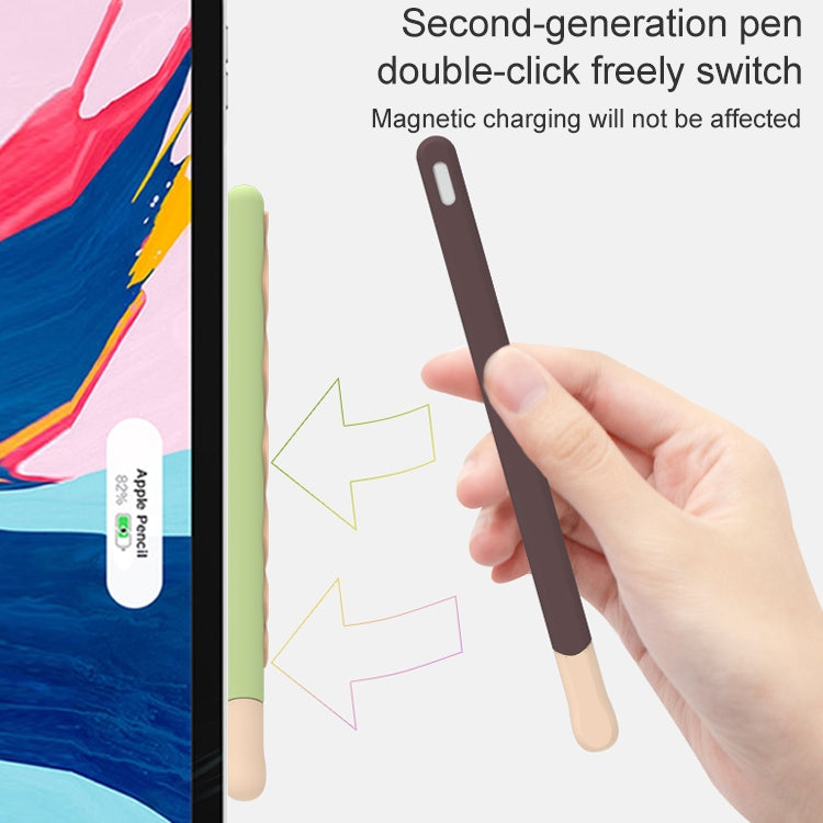 LOVE MEI For Apple Pencil 2 Stripe Design Stylus Pen Silicone Protective Case Cover (Green) - Pencil Accessories by LOVE MEI | Online Shopping South Africa | PMC TechLife | Buy Now Pay Later Mobicred