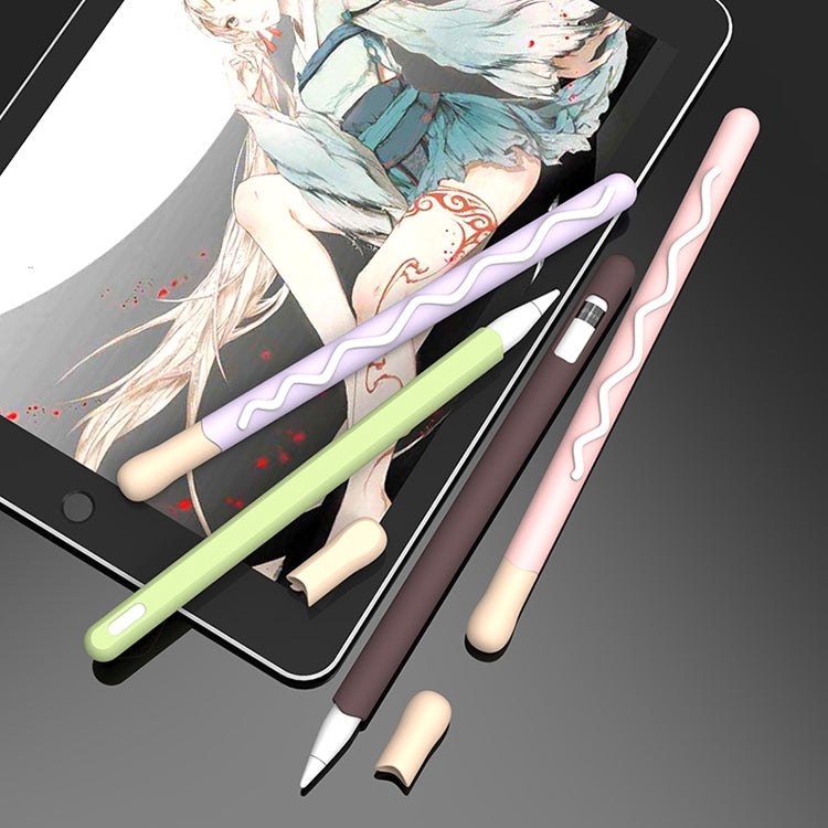 LOVE MEI For Apple Pencil 1 Stripe Design Stylus Pen Silicone Protective Case Cover(Green)