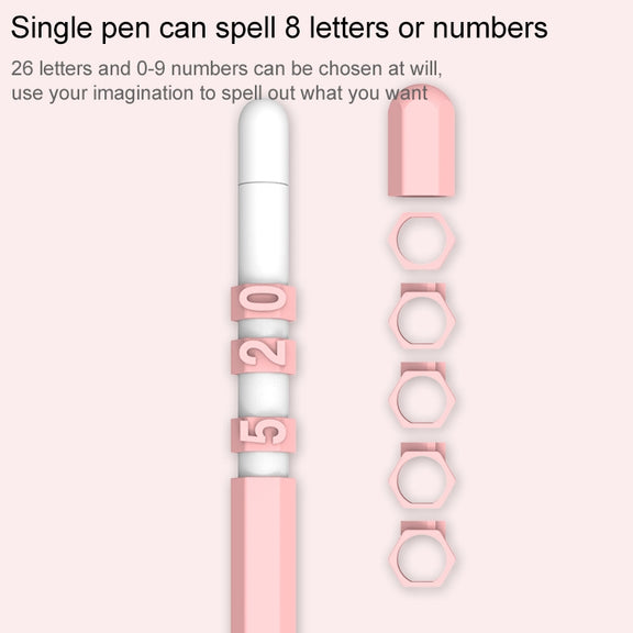 LOVE MEI For Apple Pencil 1 Number Letter Design Stylus Pen Silicone Protective Case Cover(Purple)