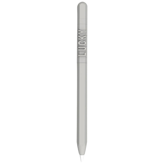 LOVE MEI For Apple Pencil 2 Number Letter Design Stylus Pen Silicone Protective Case Cover (Grey)