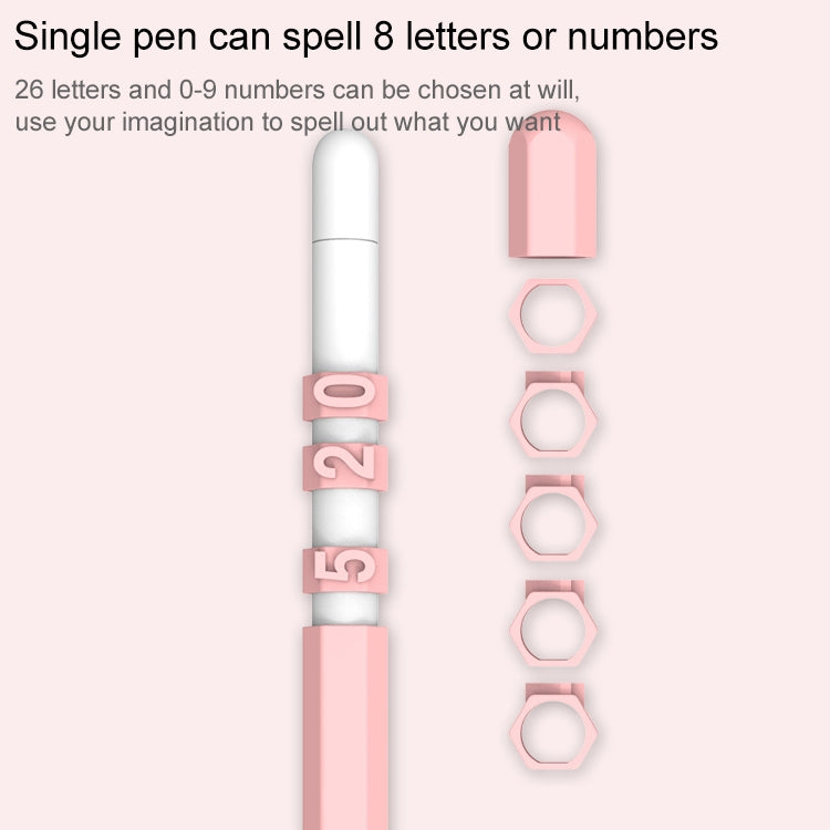 LOVE MEI For Apple Pencil 2 Number Letter Design Stylus Pen Silicone Protective Case Cover (Blue)