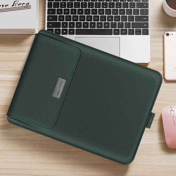 4 in 1 Universal Water-resistant PU Leather Laptop Liner Bag with Handle & Stand & Pen Holder + 2 Winders + Mouse Bag + Charger Bag Set for 17 inch Laptops(Green)