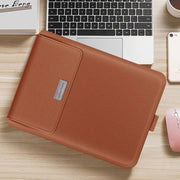 4 in 1 Universal Water-resistant PU Leather Laptop Liner Bag with Handle & Stand & Pen Holder + 2 Winders + Mouse Bag + Charger Bag Set for 17 inch Laptops(Brown)