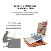 4 in 1 Universal Water-resistant PU Leather Laptop Liner Bag with Handle & Stand & Pen Holder + 2 Winders + Mouse Bag + Charger Bag Set for 17 inch Laptops(Brown)
