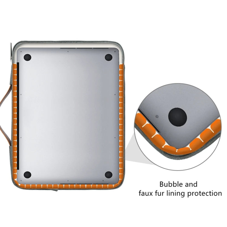 For 13 inch Laptop Zipper Waterproof  Handheld Sleeve Bag (Beige White) - 13.3 inch by PMC TechLife | Online Shopping South Africa | PMC TechLife | Buy Now Pay Later Mobicred