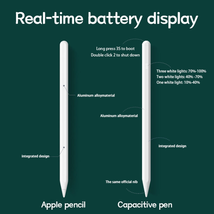 JD12 Anti-mistouch Stylus Pen with Battery Display(White)
