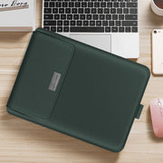 4 in 1 Universal Water-resistant PU Leather Laptop Liner Bag with Handle & Stand & Pen Holder + 2 Winders + Mouse Bag + Charger Bag Set for 11/12 inch laptops(Green)