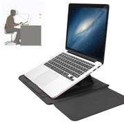 4 in 1 Universal Water-resistant PU Leather Laptop Liner Bag with Handle & Stand & Pen Holder + 2 Winders + Mouse Bag + Charger Bag Set for 11/12 inch laptops(Grey)