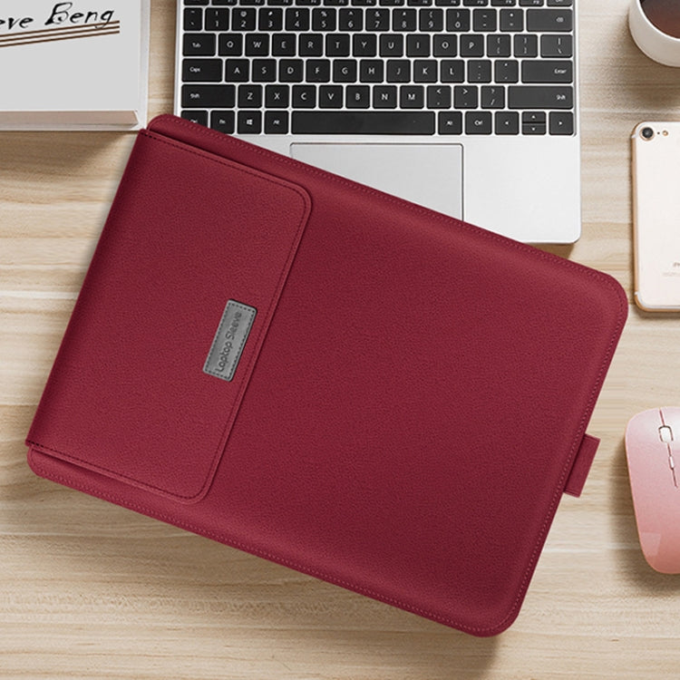 4 in 1 Universal Water-resistant PU Leather Laptop Liner Bag with Handle & Stand & Pen Holder + 2 Winders + Mouse Bag + Charger Bag Set for 11/12 inch laptops(Red)