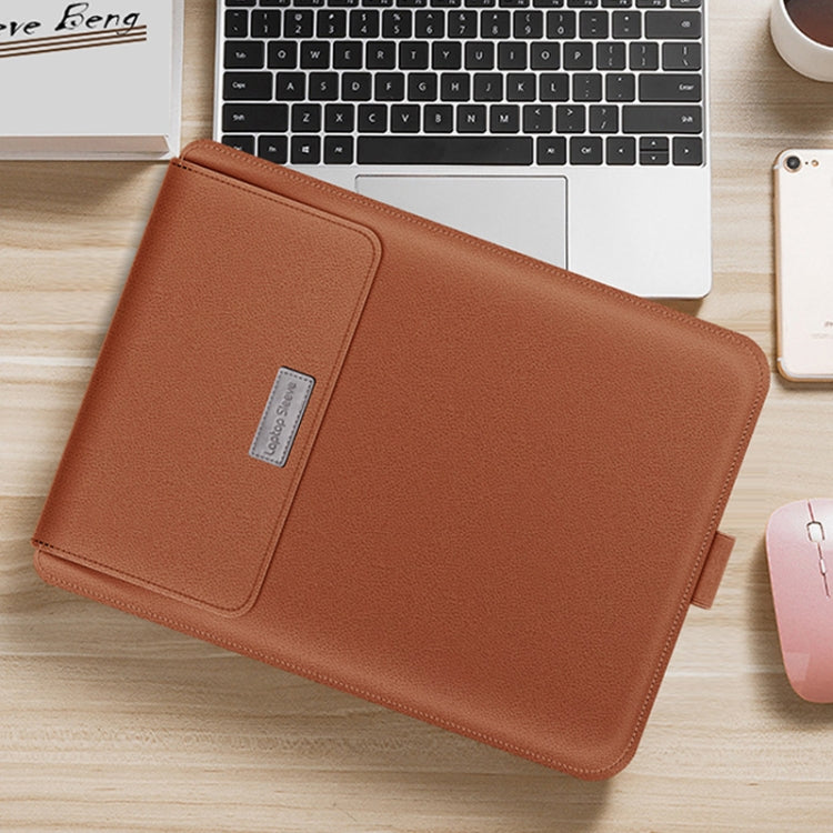 4 in 1 Universal Waterproof PU Leather Laptop Liner Bag with Handle & Stand & Pen Holder + 2 Winders + Mouse Bag + Charger Bag Set for 11/12 inch laptops(Brown) - 10 - 11 inch by PMC TechLife | Online Shopping South Africa | PMC TechLife | Buy Now Pay Later Mobicred