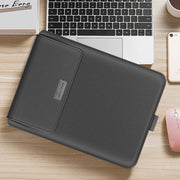 4 in 1 Universal Water-resistant PU Leather Laptop Liner Bag with Handle & Stand & Pen Holder + 2 Winders + Mouse Bag + Charger Bag Set for 13  / 14 inch Laptops(Grey)