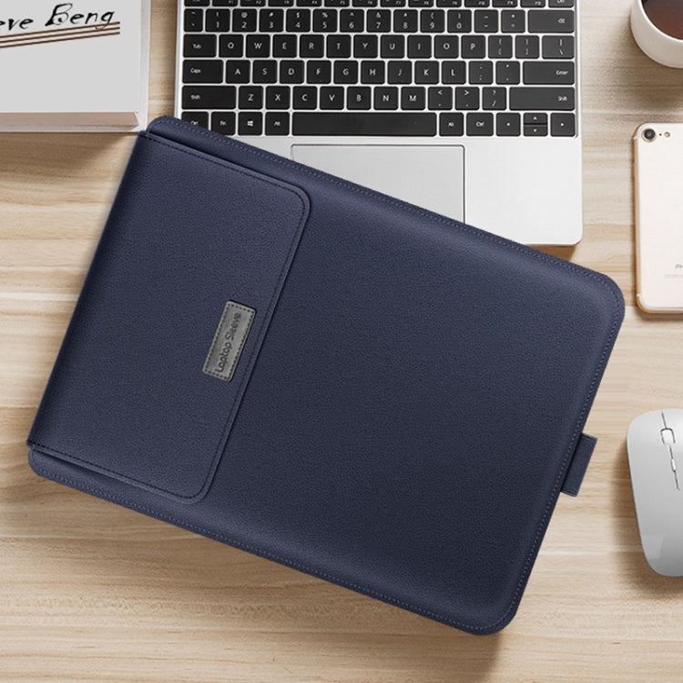 4 in 1 Universal Waterproof PU Leather Laptop Liner Bag with Handle & Stand & Pen Holder + 2 Winders + Mouse Bag + Charger Bag Set for 15 inch Laptops(Dark Blue) - 15 inch by PMC TechLife | Online Shopping South Africa | PMC TechLife | Buy Now Pay Later Mobicred