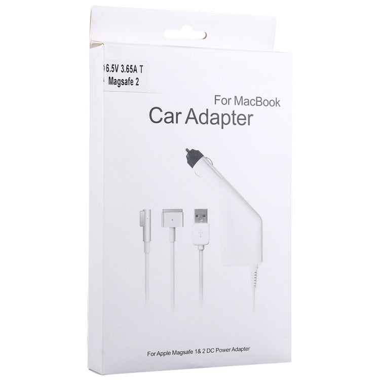 60W 16.5V 3.65A 5 Pin T Style MagSafe 2 Car Charger with 1 USB Port for Apple Macbook A1465 / A1502 / A1435 / MD212 / MD2123 / MD662, Length: 1.7m(White)