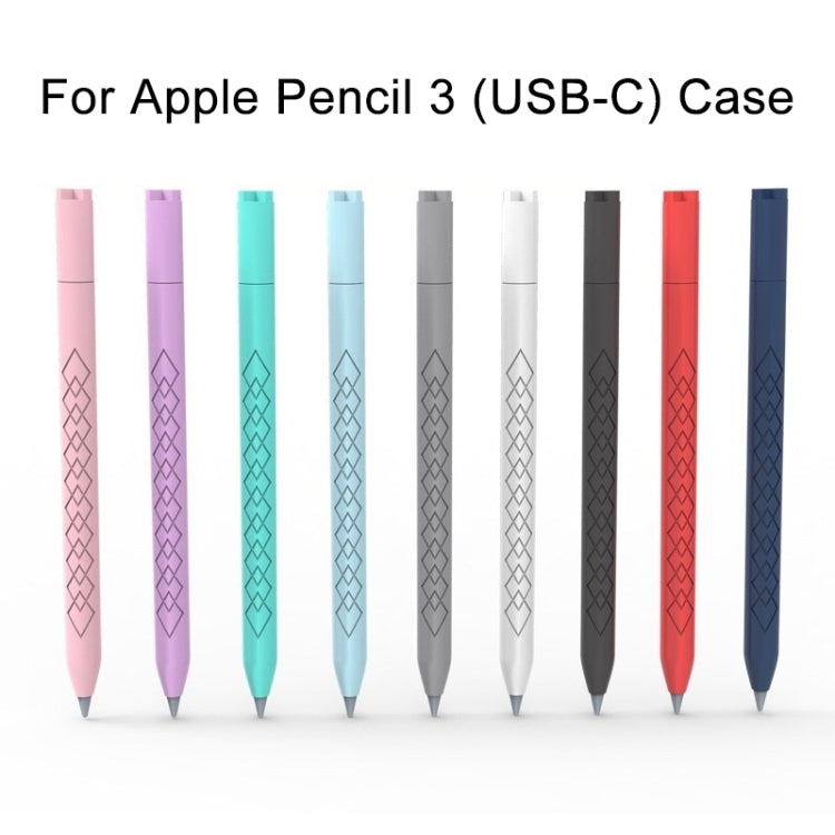 For Apple Pencil (USB-C) Diamond Pattern Silicone Stylus Pen Protective Case (White)