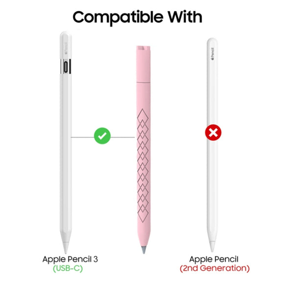 For Apple Pencil (USB-C) Diamond Pattern Silicone Stylus Pen Protective Case (White)