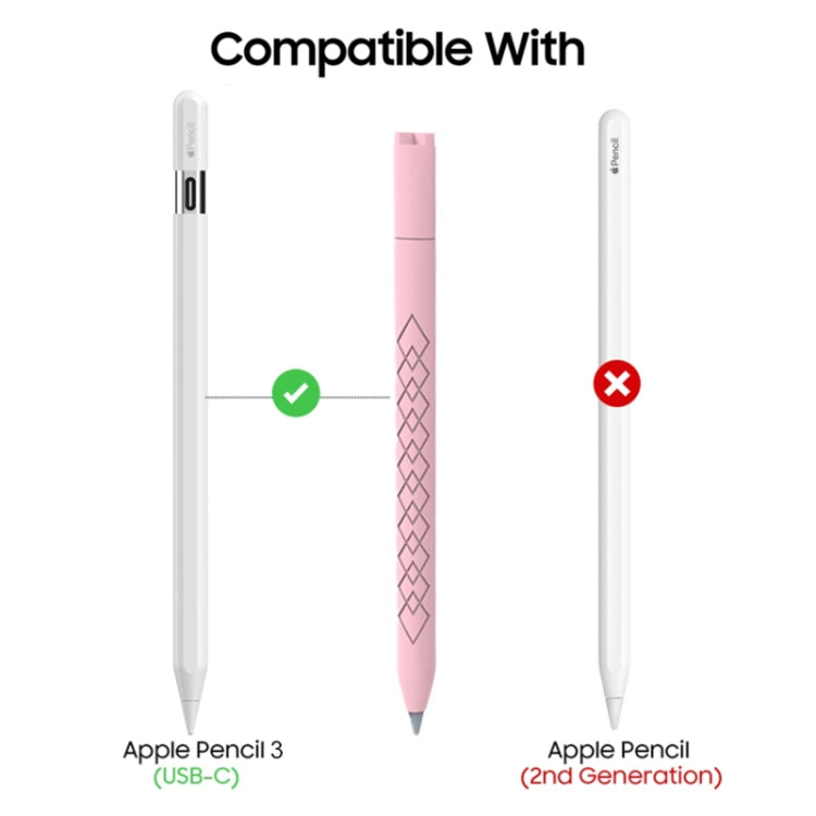 For Apple Pencil (USB-C) Diamond Pattern Silicone Stylus Pen Protective Case (White)