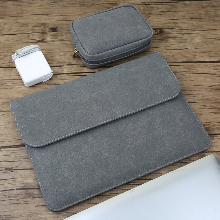 2 in 1 Horizontal Matte Leather Laptop Inner Bag + Power Bag for MacBook Air 13.3 inch A1466 (2012