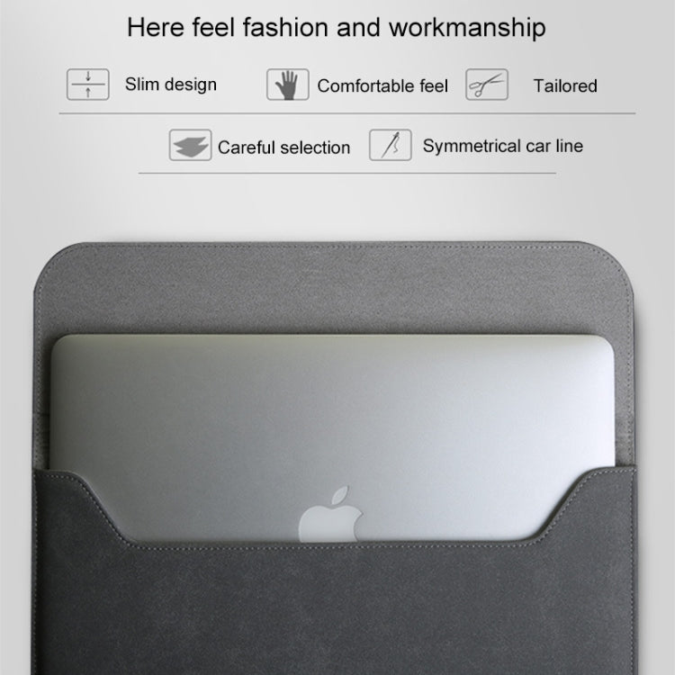 2 in 1 Horizontal Matte Leather Laptop Inner Bag + Power Bag for MacBook Pro 15.4 inch A1707 (2016 - 2017) / A1990 (2018)(Dark Gray) - Protective Bags by PMC Jewellery | Online Shopping South Africa | PMC Jewellery | Buy Now Pay Later Mobicred