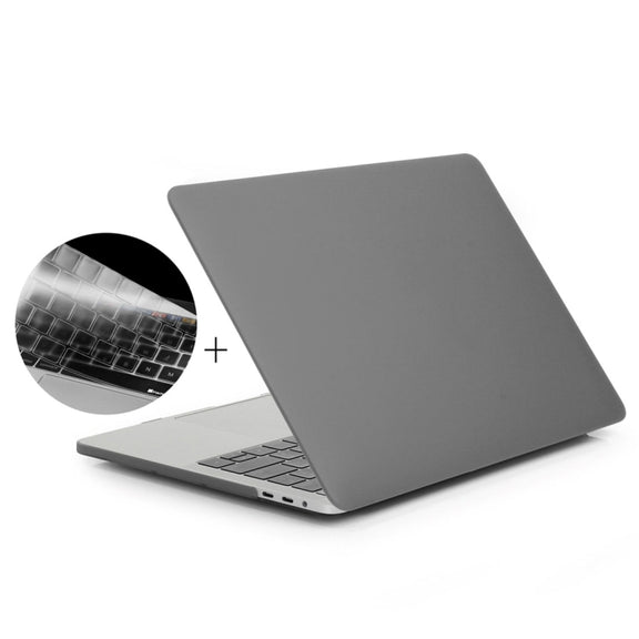 ENKAY Hat-Prince 2 in 1 Frosted Hard Shell Plastic Protective Case + Europe Version Ultra-thin TPU Keyboard Protector Cover for 2016 MacBook Pro 13.3 Inch with Touch Bar (A1706) (Grey)