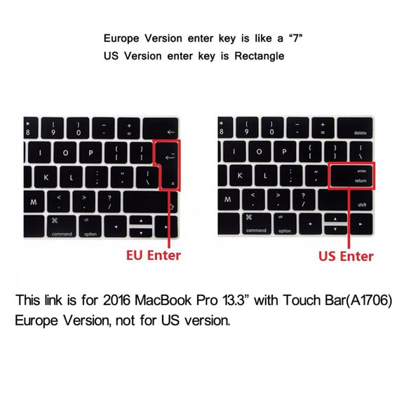 ENKAY Hat-Prince 2 in 1 Crystal Hard Shell Plastic Protective Case + Europe Version Ultra-thin TPU Keyboard Protector Cover for 2016 MacBook Pro 13.3 Inch with Touch Bar (A1706) (Black)