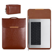 13.3 inch Laptop 2 in 1 PU Leather Sleeve Liner Bag with Mouse Storage Bag(Black)