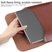 13.3 inch Laptop 2 in 1 PU Leather Sleeve Liner Bag with Mouse Storage Bag(Black)
