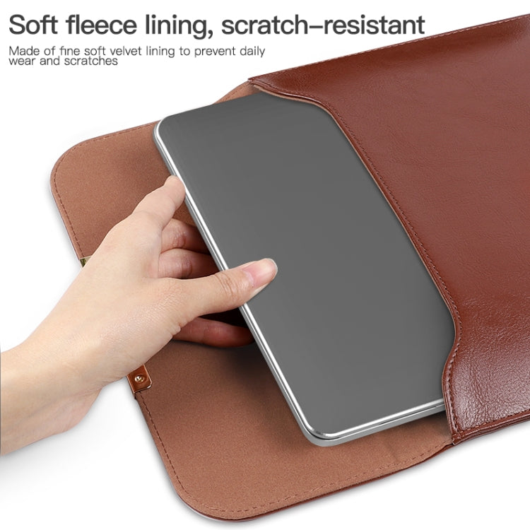 13.3 inch Laptop 2 in 1 PU Leather Sleeve Liner Bag with Mouse Storage Bag(Brown)