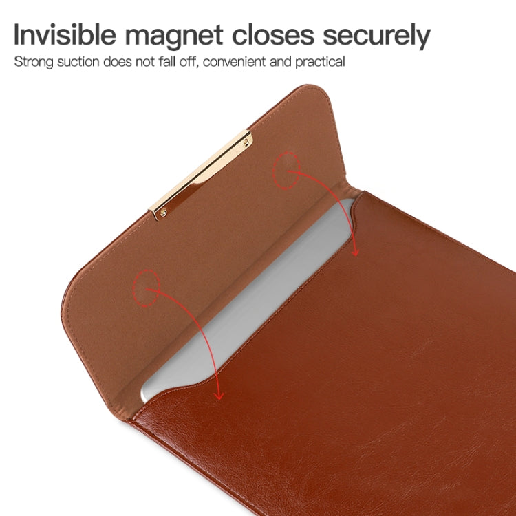 13.3 inch Laptop 2 in 1 PU Leather Sleeve Liner Bag with Mouse Storage Bag(Brown)