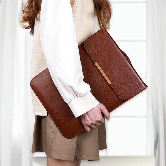 13.3 inch Laptop 2 in 1 PU Leather Sleeve Liner Bag with Mouse Storage Bag(Brown)