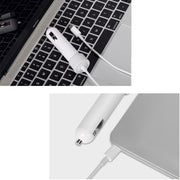 36W 5V 9V 12V 15V 3A DC USB-C / Type-C Car Adapter with 1 USB Port for Apple Macbook A1534, Length: 2m(White)