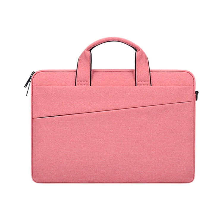 ST03S 15.4 inch Double Side Pockets Wearable Oxford Cloth Soft Handle Portable Laptop Tablet Bag(Pink)