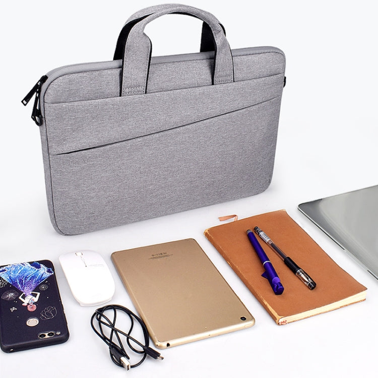 ST03S 15.4 inch Double Side Pockets Wearable Oxford Cloth Soft Handle Portable Laptop Tablet Bag(Grey)