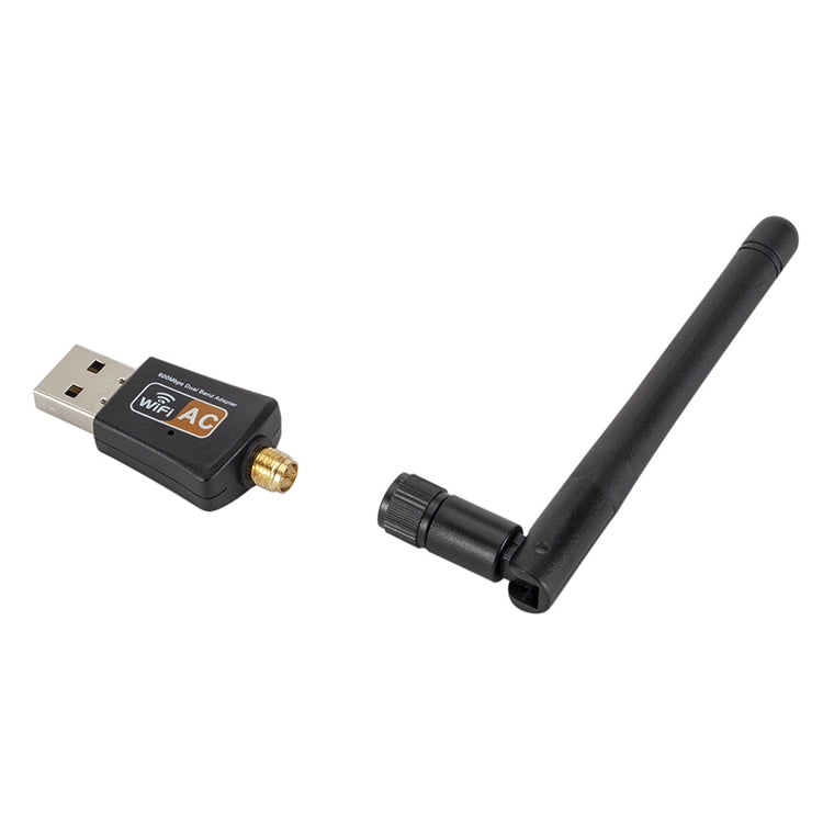 600Mbps 2.4GHz + 5Hz AC Dual Band USB WIFI Adapter with Antenna - USB Network Adapter by PMC TechLife | Online Shopping South Africa | PMC TechLife